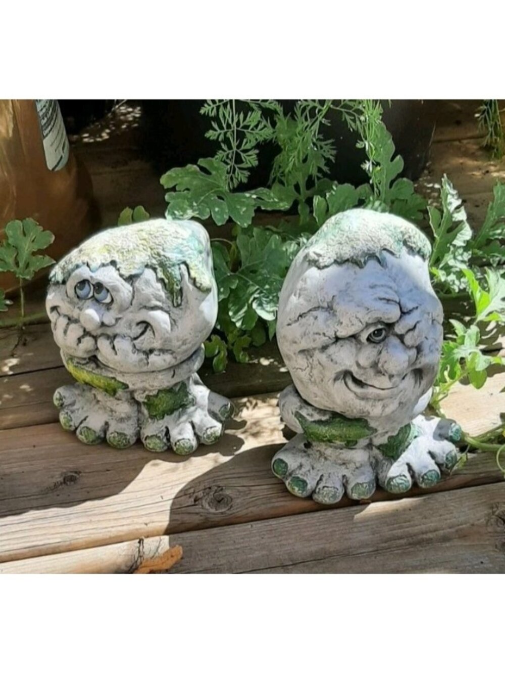Vintage Ceramic Stone Looking Figures Handmade See no Evil Speak no Evil